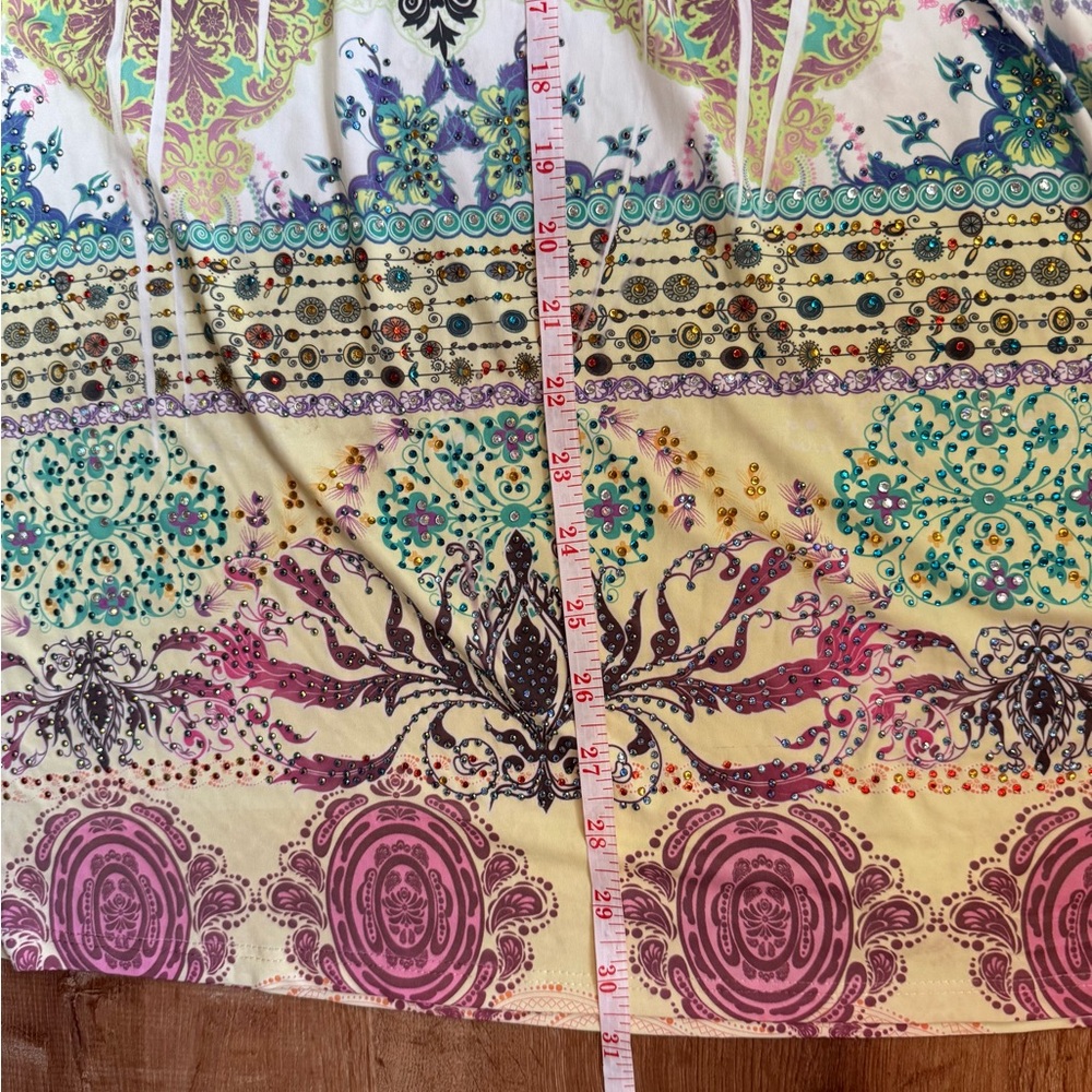 R Rouge Girls Rhinestones Boho Paisley Empire Waist Dress Juniors Size Small - Picture 7 of 7